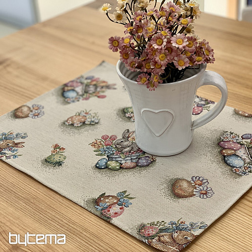 Tapestry tablecloth and scarf HARE IN A FLOWER POT