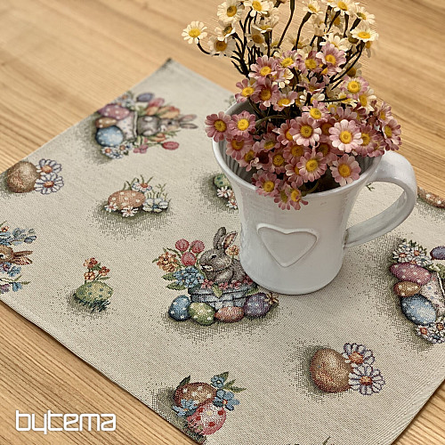 Tapestry tablecloth and scarf HARE IN A FLOWER POT