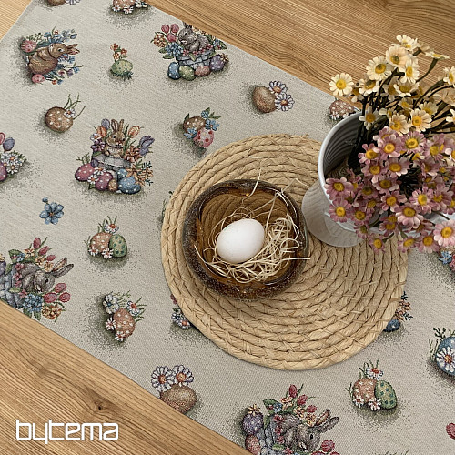 Tapestry tablecloth and scarf HARE IN A FLOWER POT