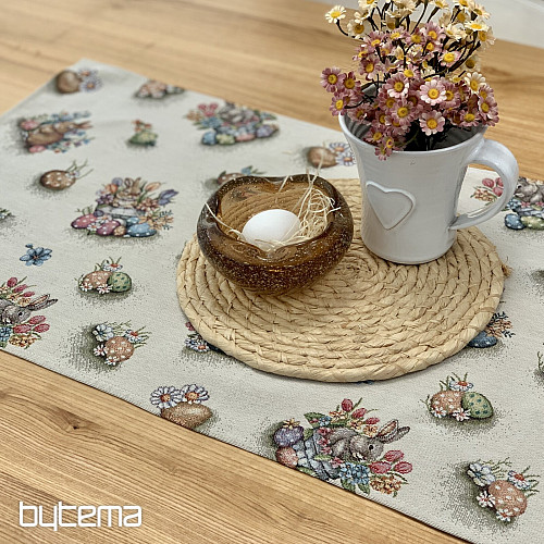 Tapestry tablecloth and scarf HARE IN A FLOWER POT