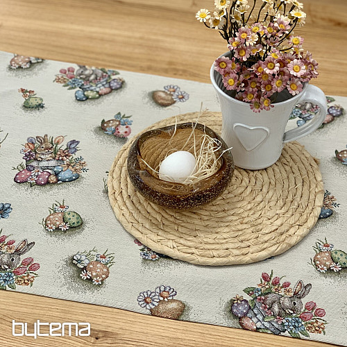 Tapestry tablecloth and scarf HARE IN A FLOWER POT