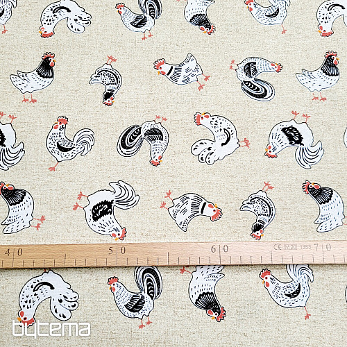 Decorative fabric HEN AND ROCKERS