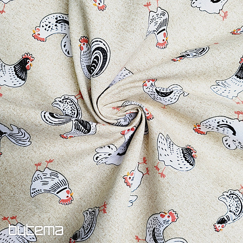 Decorative fabric HEN AND ROCKERS