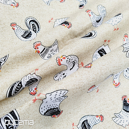 Decorative fabric HEN AND ROCKERS