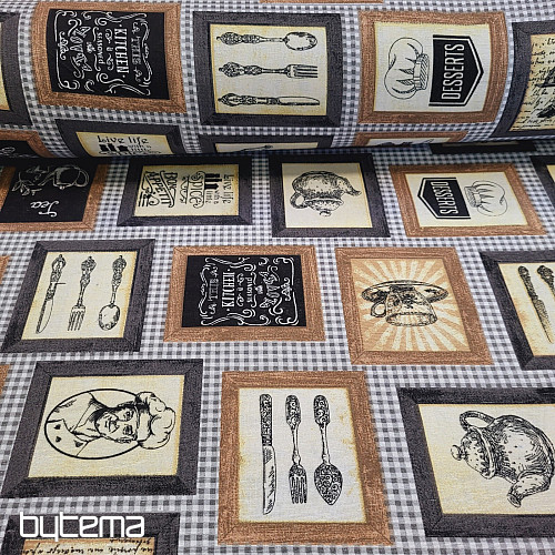 Decorative fabric KITCHEN BLACK