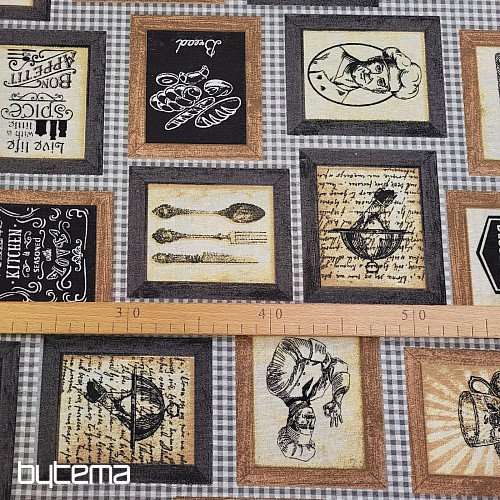 Decorative fabric KITCHEN BLACK