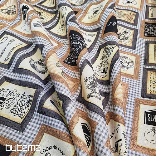 Decorative fabric KITCHEN BLACK
