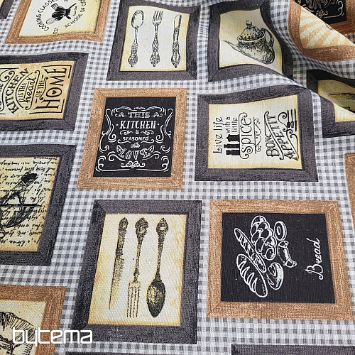 Decorative fabric KITCHEN BLACK