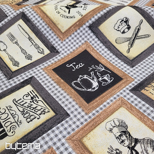 Decorative fabric KITCHEN BLACK