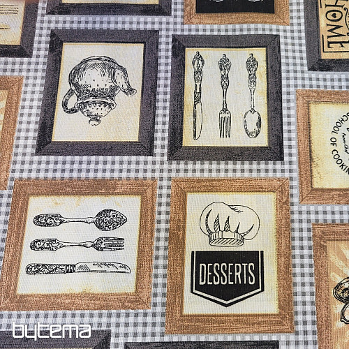 Decorative fabric KITCHEN BLACK