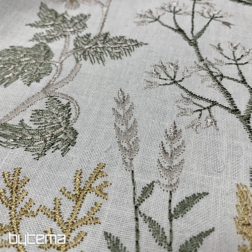 Embroidered decorative fabric with flowers GINGER