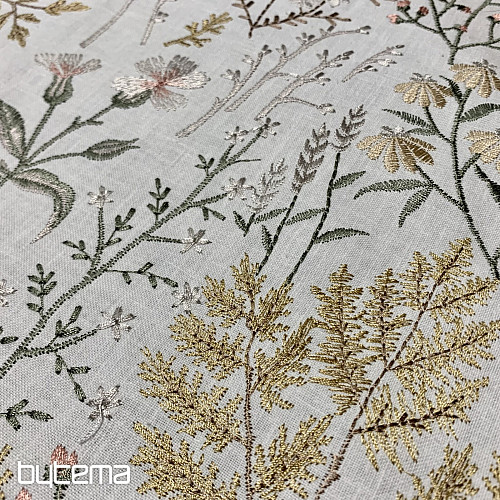 Embroidered decorative fabric with flowers GINGER