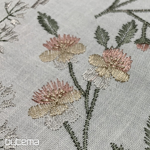 Embroidered decorative fabric with flowers GINGER