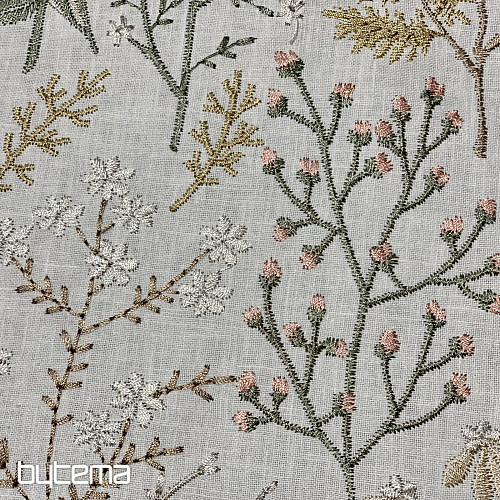 Embroidered decorative fabric with flowers GINGER