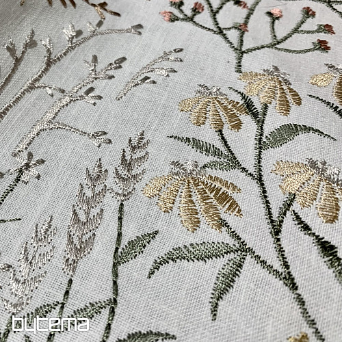 Embroidered decorative fabric with flowers GINGER
