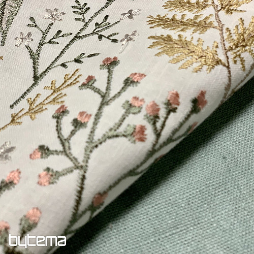 Embroidered decorative fabric with flowers GINGER