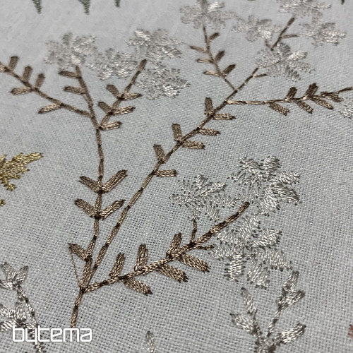 Embroidered decorative fabric with flowers GINGER