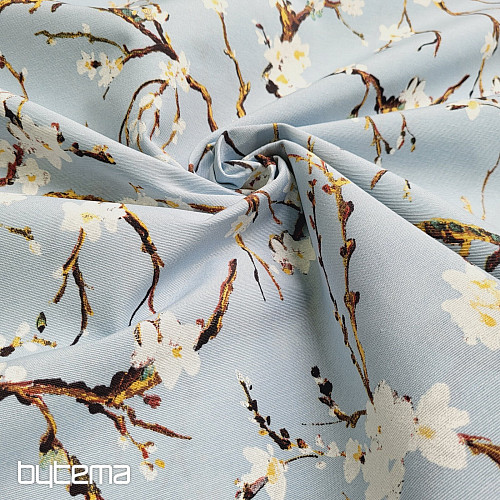 Decorative fabric CHERRY BLOSSOM blue
