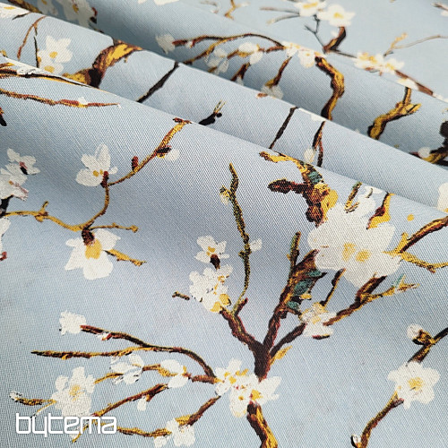 Decorative fabric CHERRY BLOSSOM blue