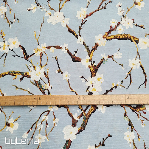 Decorative fabric CHERRY BLOSSOM blue