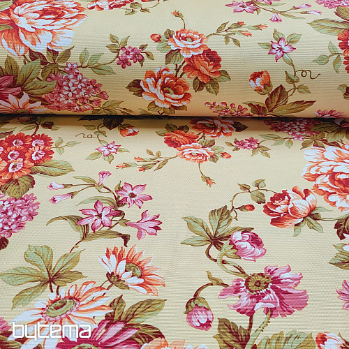 Decorative fabric DOMINA YELLOW LARGE FLOWER