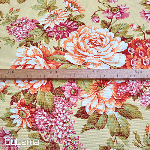 Decorative fabric DOMINA YELLOW LARGE FLOWER