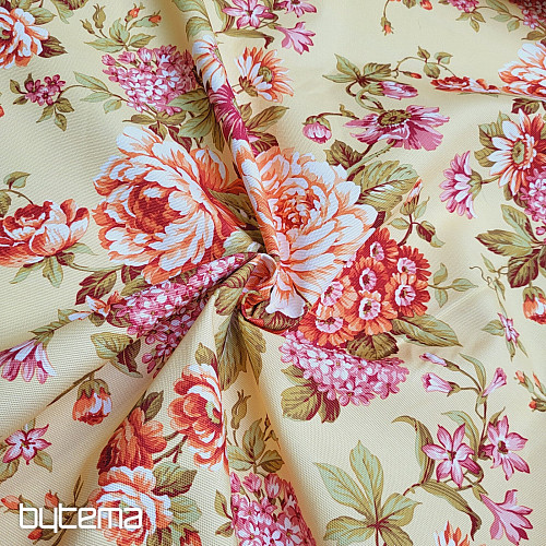 Decorative fabric DOMINA YELLOW LARGE FLOWER