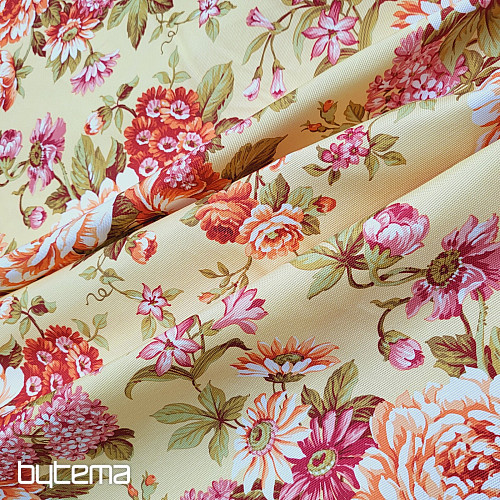 Decorative fabric DOMINA YELLOW LARGE FLOWER