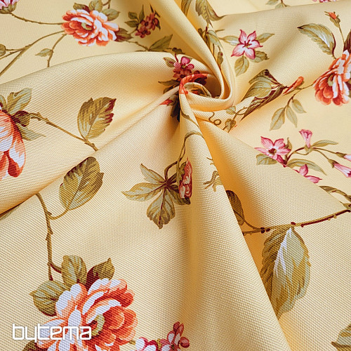 Decorative fabric CAÉSAR YELLOW SMALL FLOWER