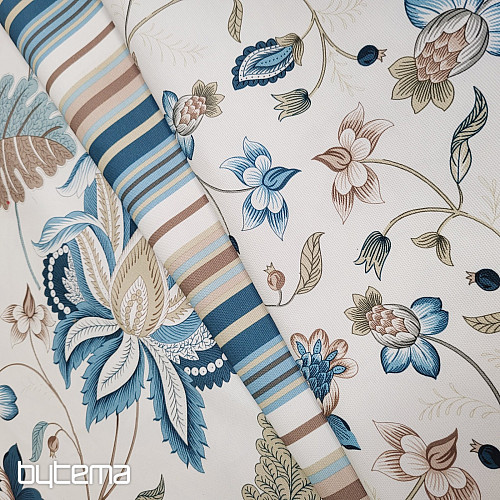 Decorative fabric MONTANA 48 BLUE LARGE FLOWERS