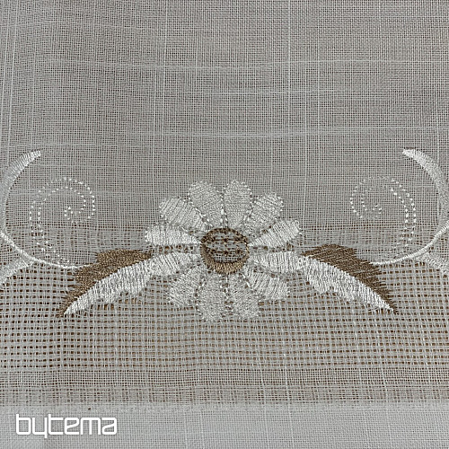 Embroidered tablecloth and scarf DAISIES BROWN