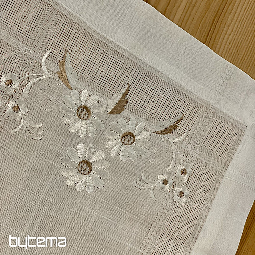 Embroidered tablecloth and scarf DAISIES BROWN
