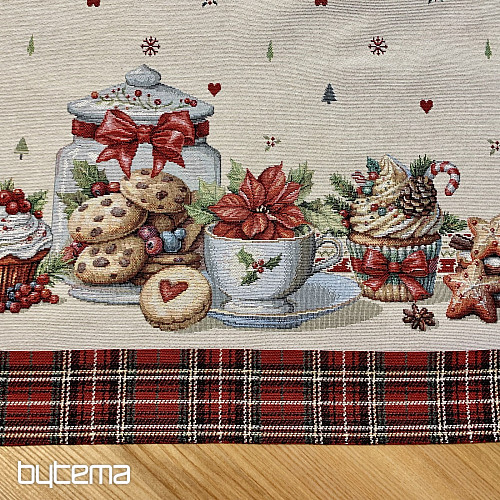 Tapestry tablecloth and scarf CHRISTMAS CANDY