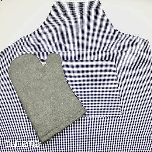 APRON WITH GLOVES blue check
