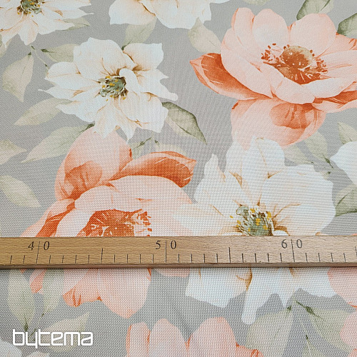 Decorative fabric OXFORD ORANGE FLOWER