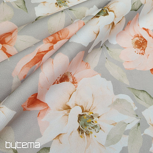 Decorative fabric OXFORD ORANGE FLOWER