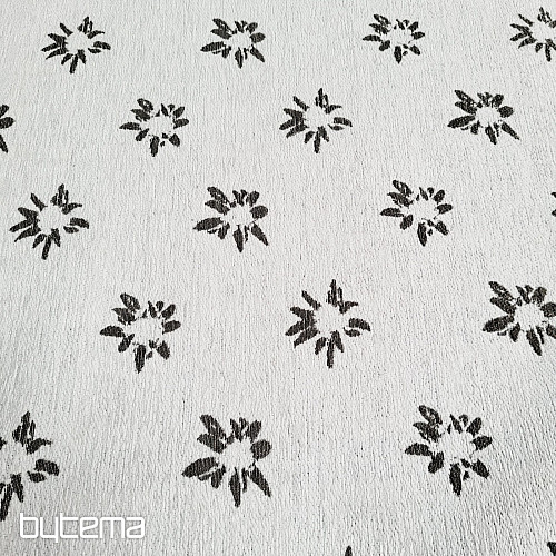 Luxurious decorative fabric FLOWERS AND CHECKERS light brown