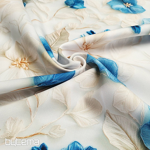 Decorative fabric GARDEN blue and white