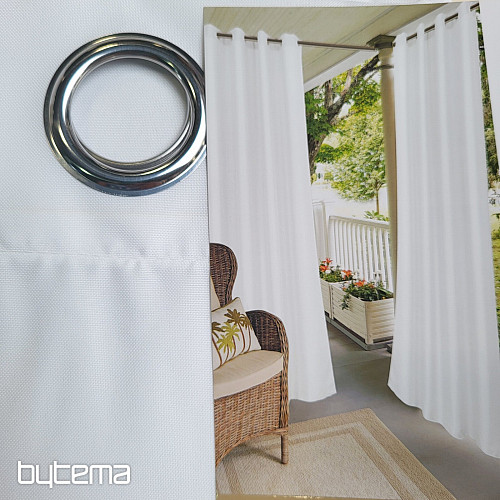 Decorative outdoor curtain GAIA WHITE rings