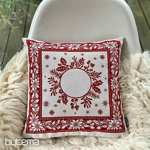 Christmas tapestry cover FOLK CHRISTMAS 2 red