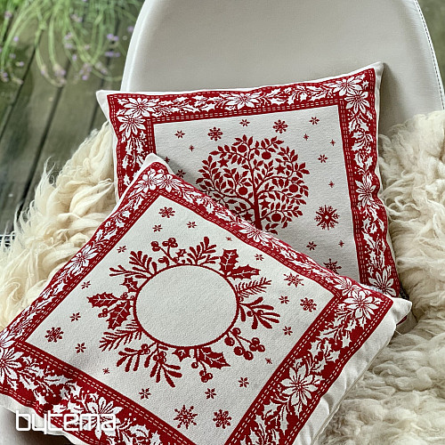 Christmas tapestry cover FOLK CHRISTMAS 1 red