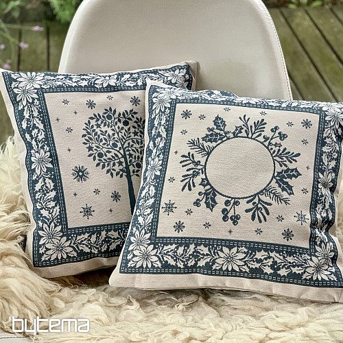 Christmas tapestry cover FOLK CHRISTMAS 1 blue