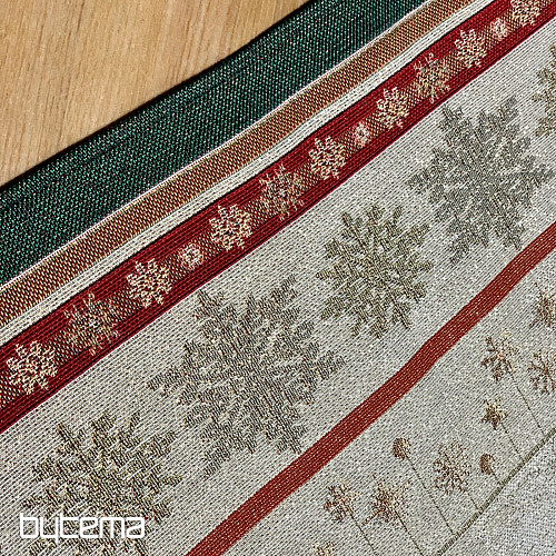 Tapestry tablecloth and scarf FLAMING CANDLES green trim