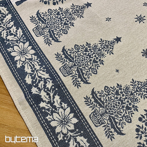 Tapestry tablecloth and scarf FOLK CHRISTMAS blue