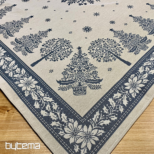 Tapestry tablecloth and scarf FOLK CHRISTMAS blue