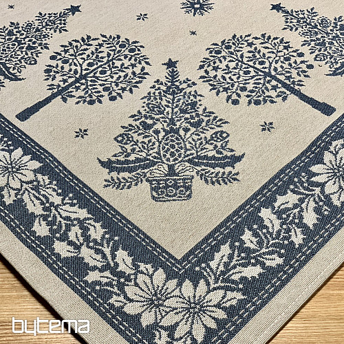 Tapestry tablecloth and scarf FOLK CHRISTMAS blue