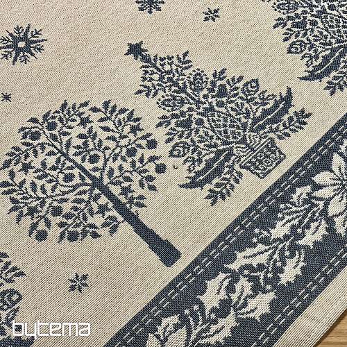 Tapestry tablecloth and scarf FOLK CHRISTMAS blue