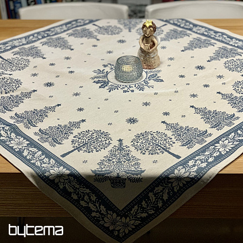 Tapestry tablecloth and scarf FOLK CHRISTMAS blue