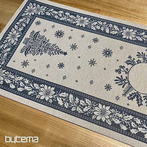 Tapestry tablecloth and scarf FOLK CHRISTMAS blue