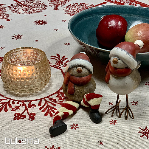 Tapestry tablecloth and scarf FOLK CHRISTMAS red